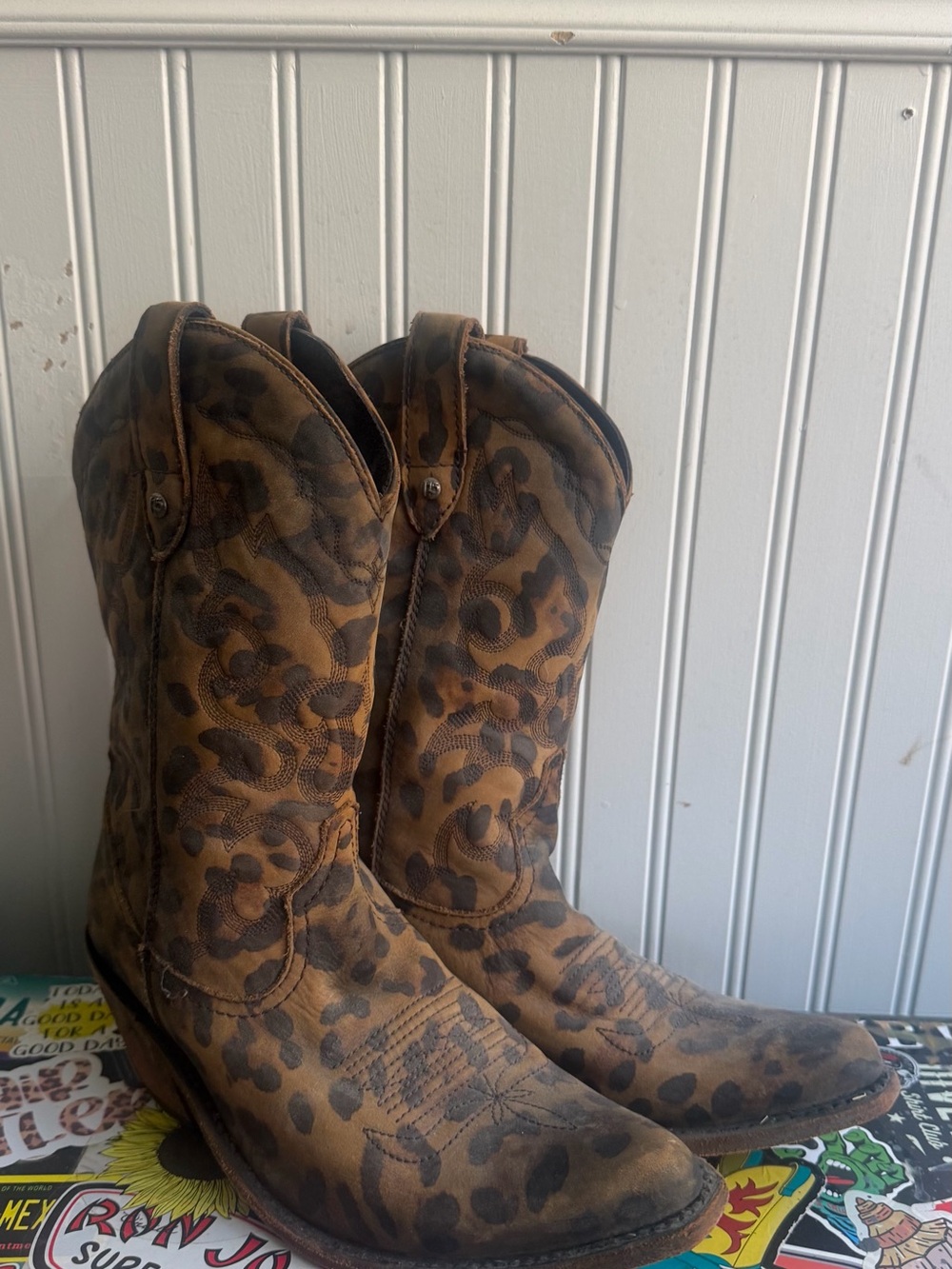 Leopard Print Brown Cowboy Boots - Liberty Black Womens 9